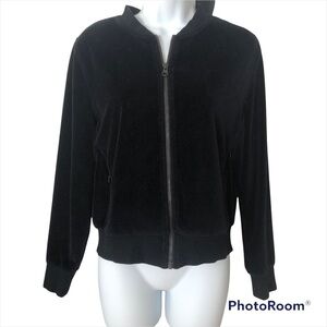 Zella Black velour zip up jacket size extra small